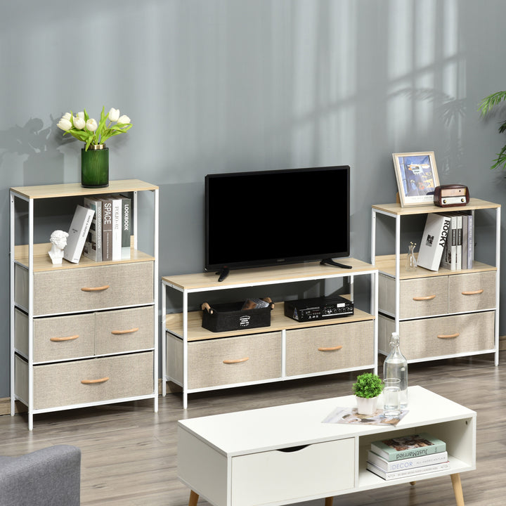 TV Stand Cabinet with 2 Foldable Drawers - Maple Colour