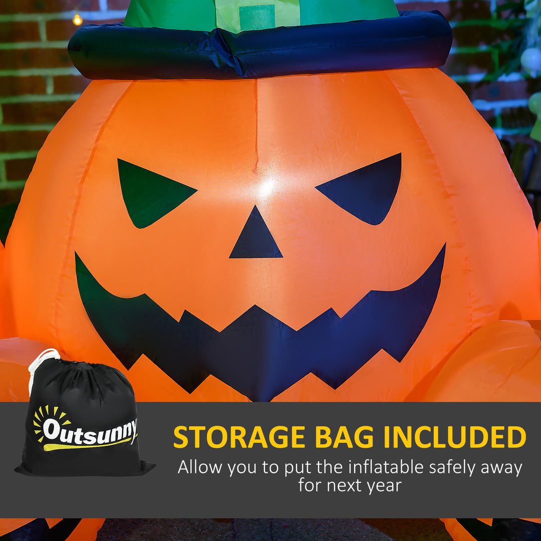 6ft Inflatable Halloween Large Pumpkin in Hat with Four Small Pumpkins, Blow-Up Outdoor LED Display for Lawn, Garden, Party