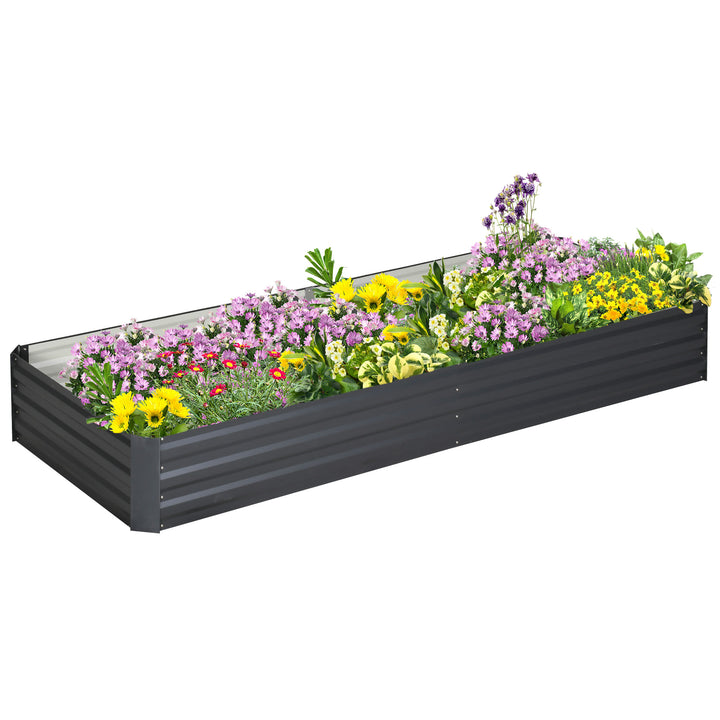 MCL Metal Raised Garden Bed Planter Box Outdoor Planters for Growing Flowers, Herbs, Grey, 241x90.5x30cm