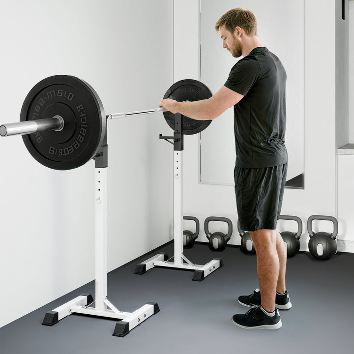 MCL Heavy Duty Weight Bar Barbell Squat Stand Barbell Rack Spotter, for Home, Gym - Black