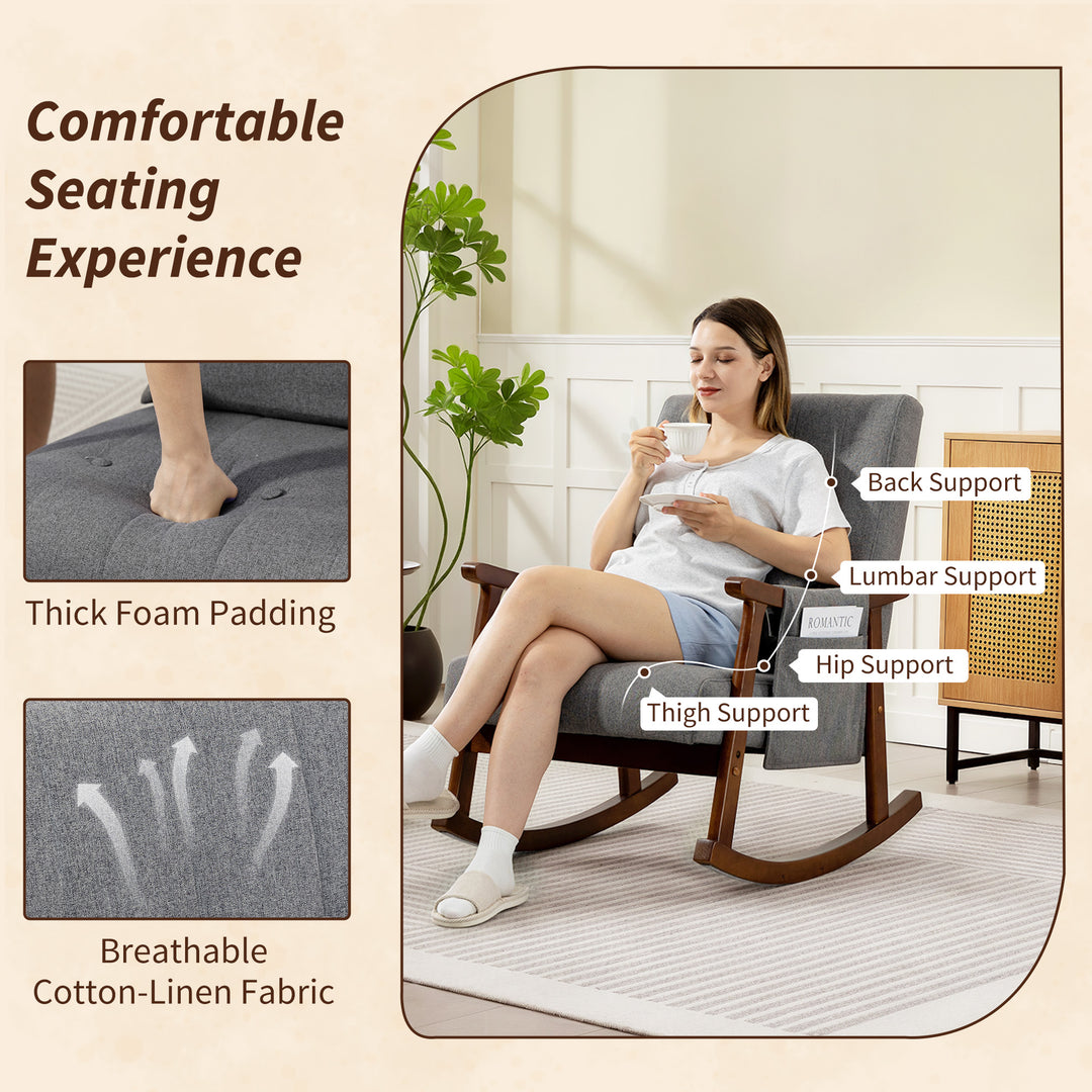 MCL Wood Frame Rocking Accent Chair - Grey