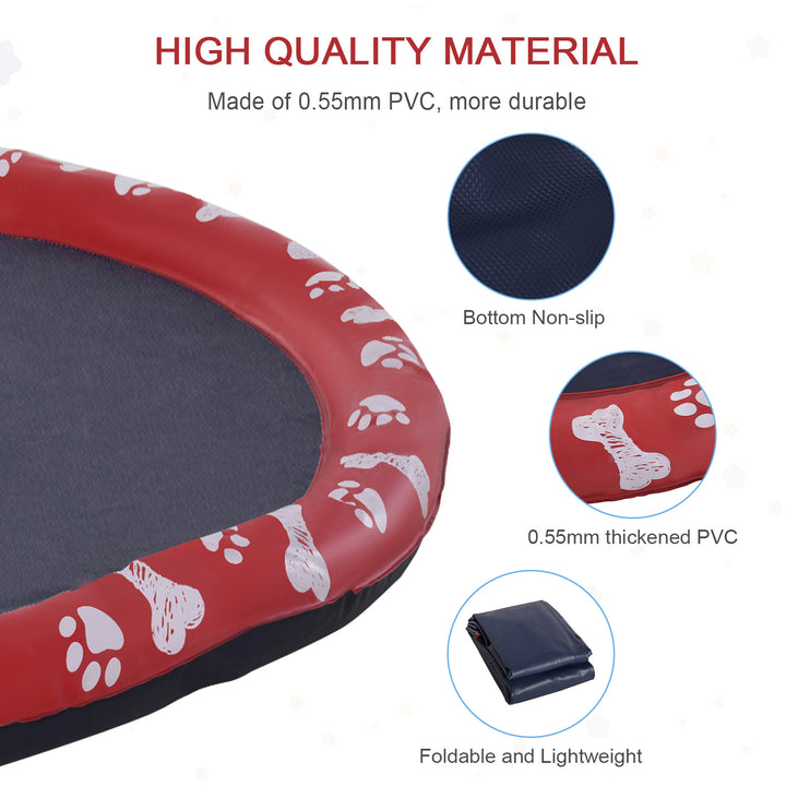 Dog Splash Pad, Pet Sprinkler Mat, Non-Slip Dog Paddling Pool, Foldable Outdoor Sprinkler and Splash Mat Water Play for Garden, Patio, Summer Fun, 170 cm