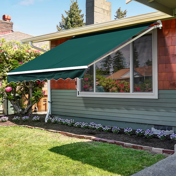 Outsunny 3.5 x 2.5 m Garden Patio Manual Awning Canopy Sun Shade Shelter with Winding Handle