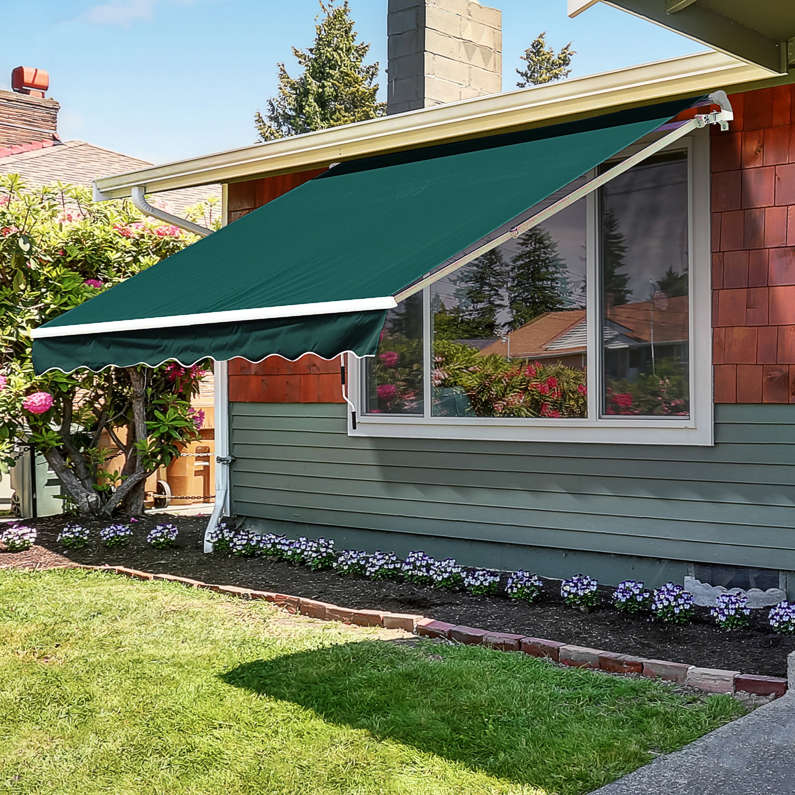 Manual Retractable Awning, 3.5x2.5 m-Green