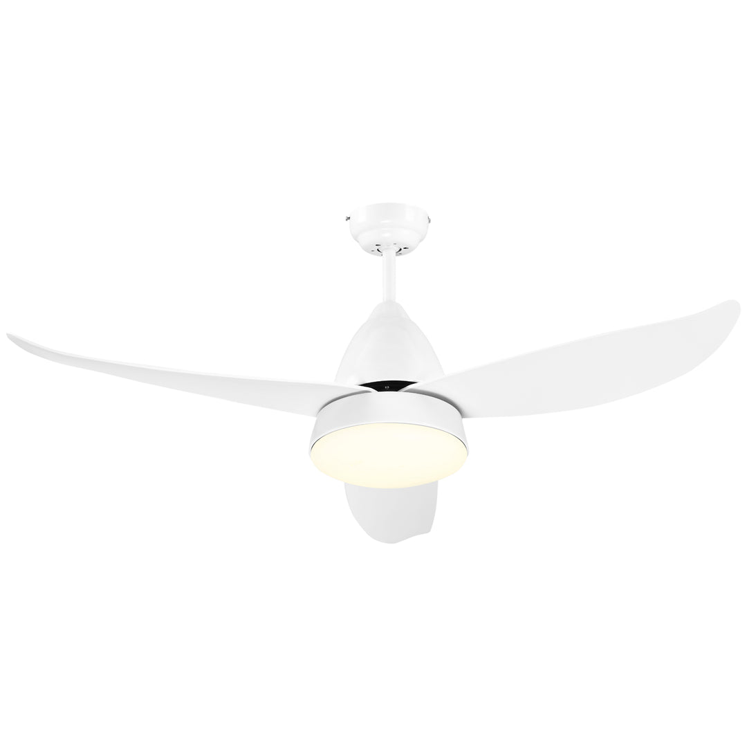 MCL Reversible Ceiling Fan with Light, 3 Blades Indoor Modern Mount White LED Lighting Fan with Remote Controller, for Bedroom, Living Room, White