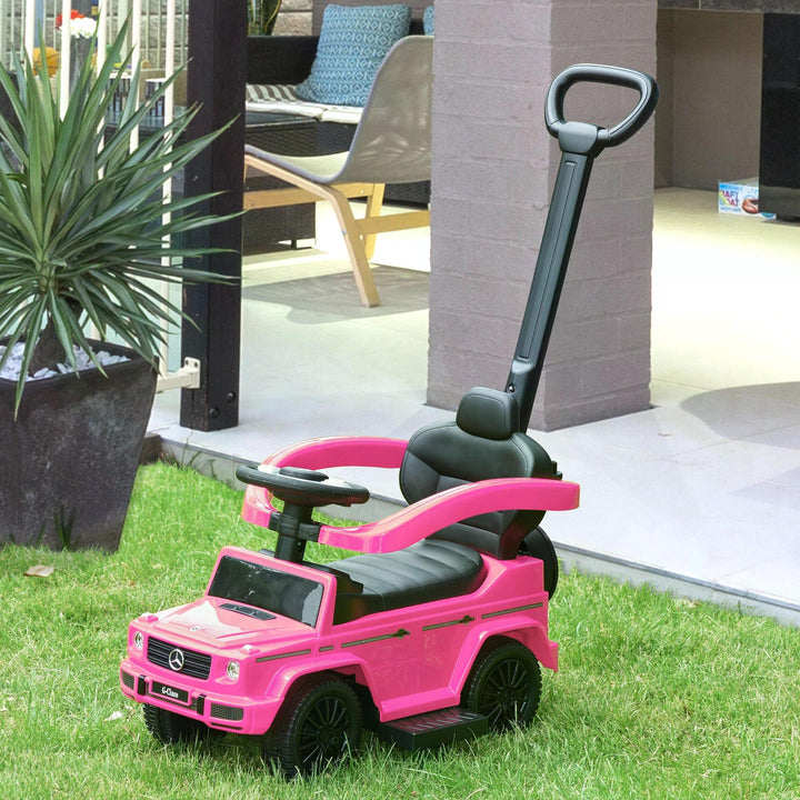 HOMCOM Mercedes-Benz G350 Push Car: Toddler Foot-to-Floor Slider with Steering Wheel, Pink