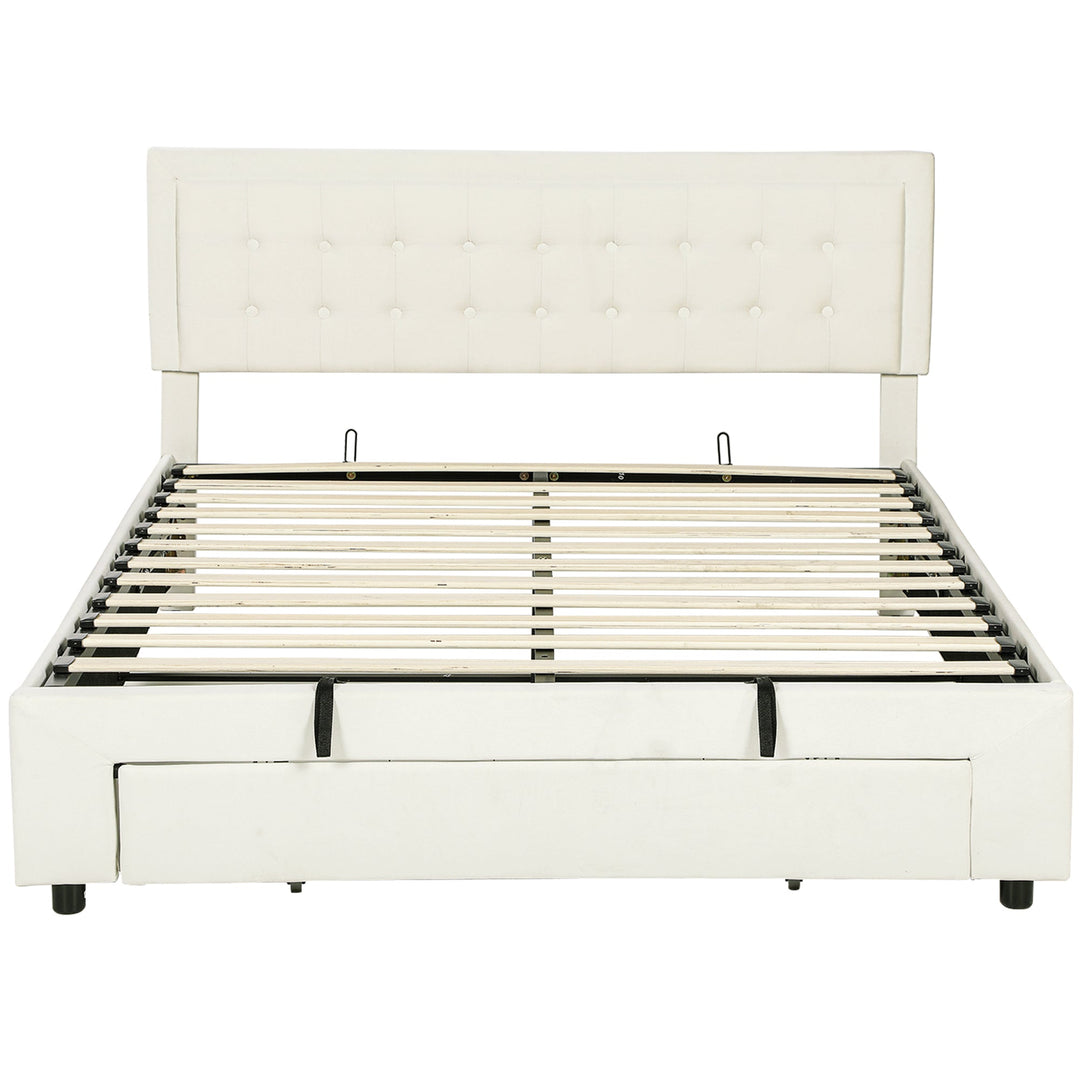HOMCOM King Size Ottoman Bed Frame, with Front Drawer