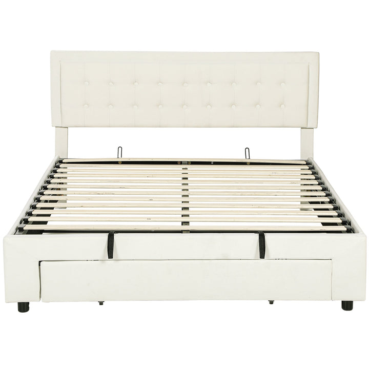 HOMCOM King Size Ottoman Bed Frame, with Front Drawer