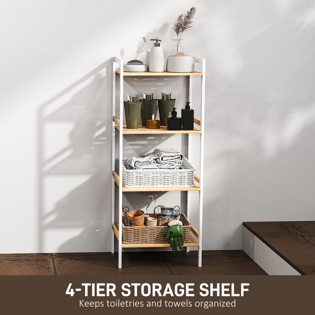 Four-Tier Bamboo Adjustable Shelf Storage Unit