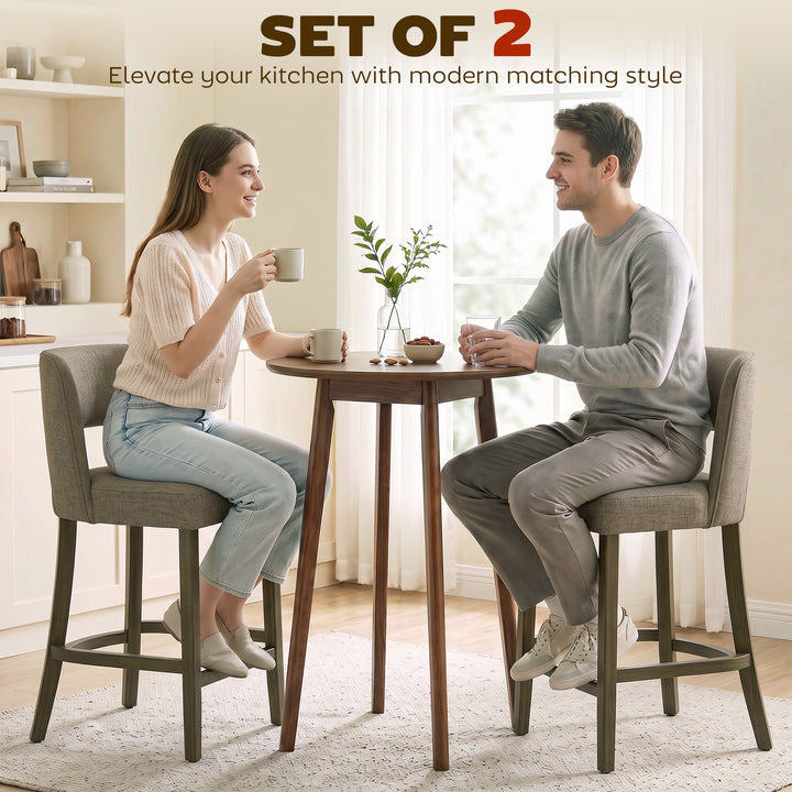 Bar Stools Set of 2, Counter Height Bar Stools with Curved Backrest - view 4