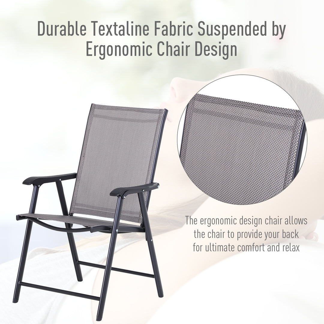 Set of Four Folding Garden Chairs - Grey