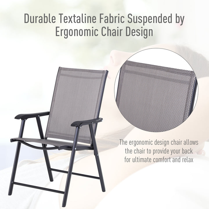 Set of Four Folding Garden Chairs - Grey
