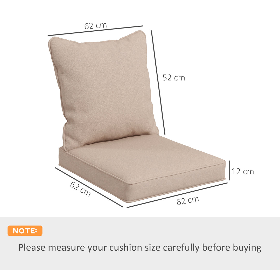 Outsunny Replacement Cushion Set for Patio Chair, Indoor Outdoor Back and Seat Pillow, Beige
