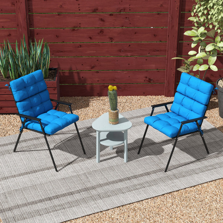 2-Piece Seat Cushion Replacement with Backrest, Garden Patio Chair Cushions Set with Ties, Blue