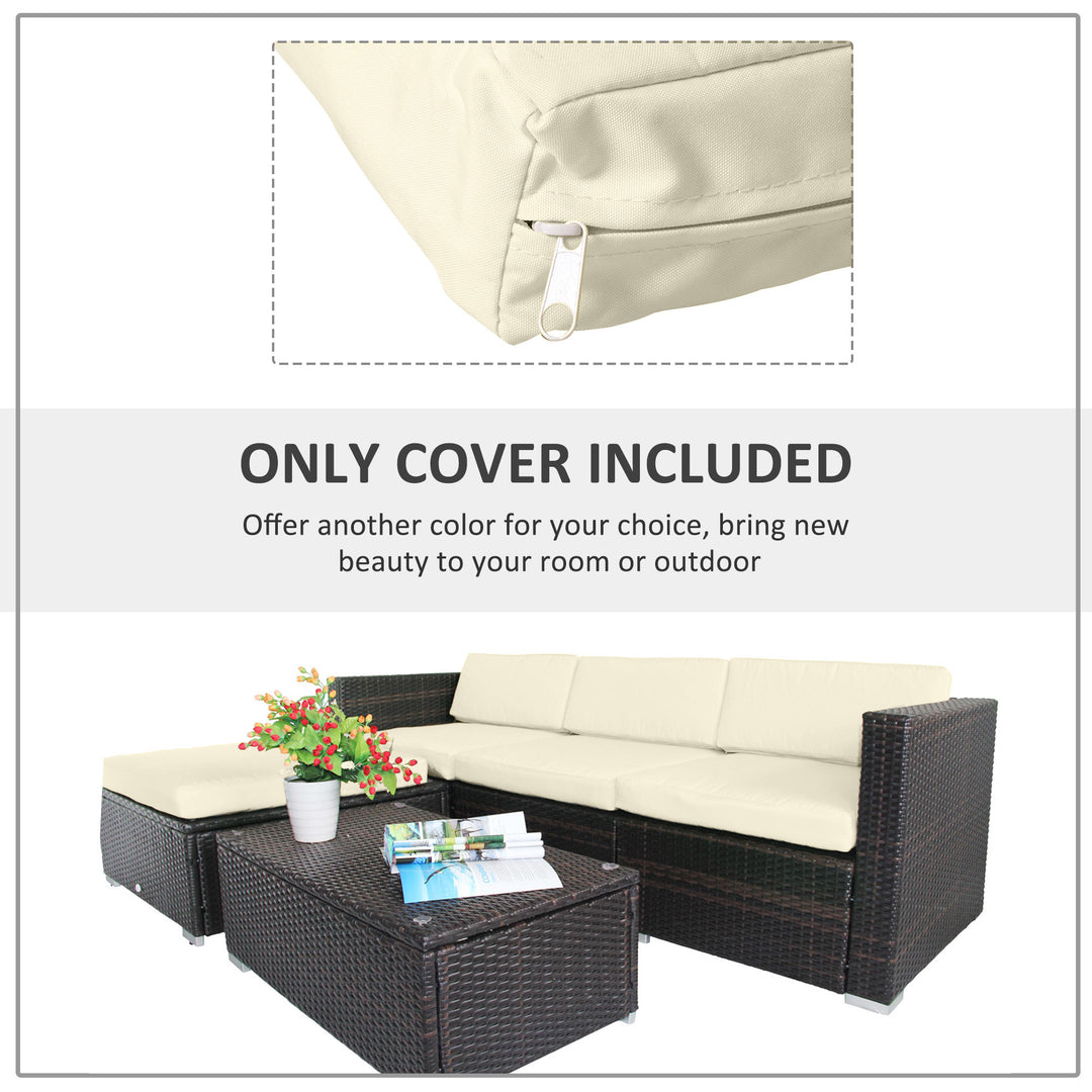 Rattan Furniture Cushion Cover Replacement Set, 7 pcs-Cream