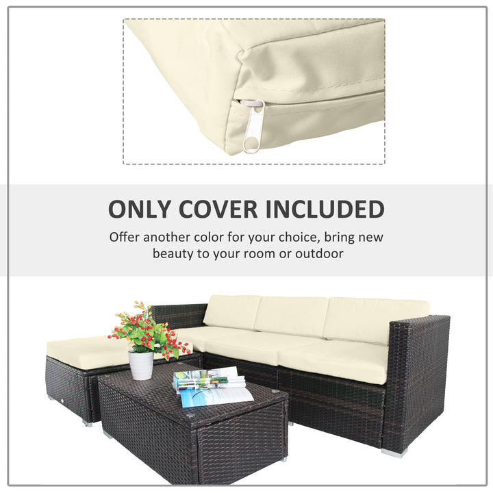 Rattan Furniture Cushion Cover Replacement Set, 7 pcs-Cream