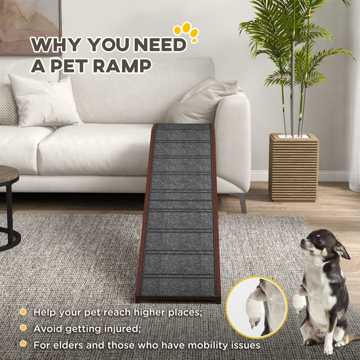 Pet Ramp for Dogs Cats Non-Slip Carpet Top Platform - Brown & Grey