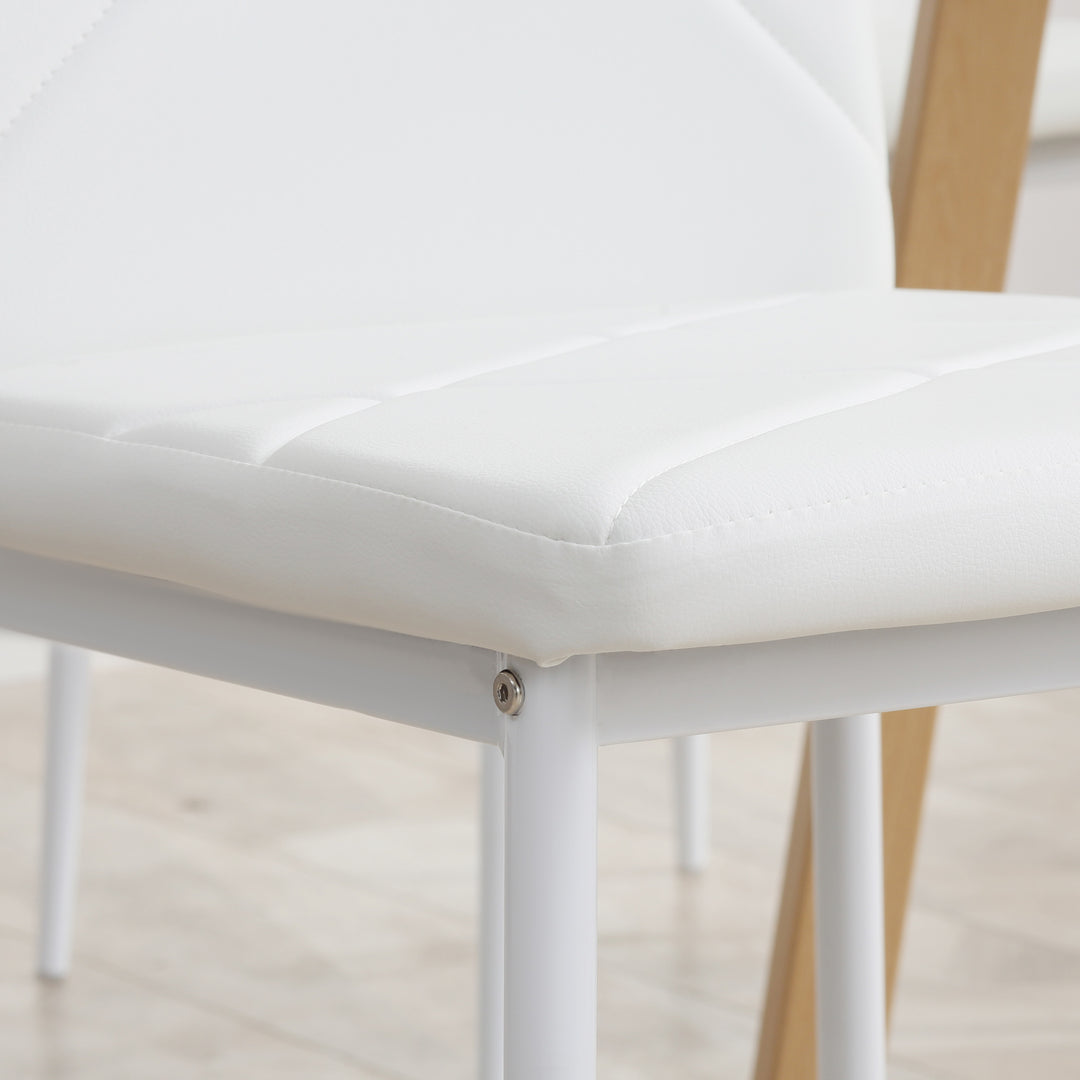 Set of 4 Faux Leather Dining Chairs - White