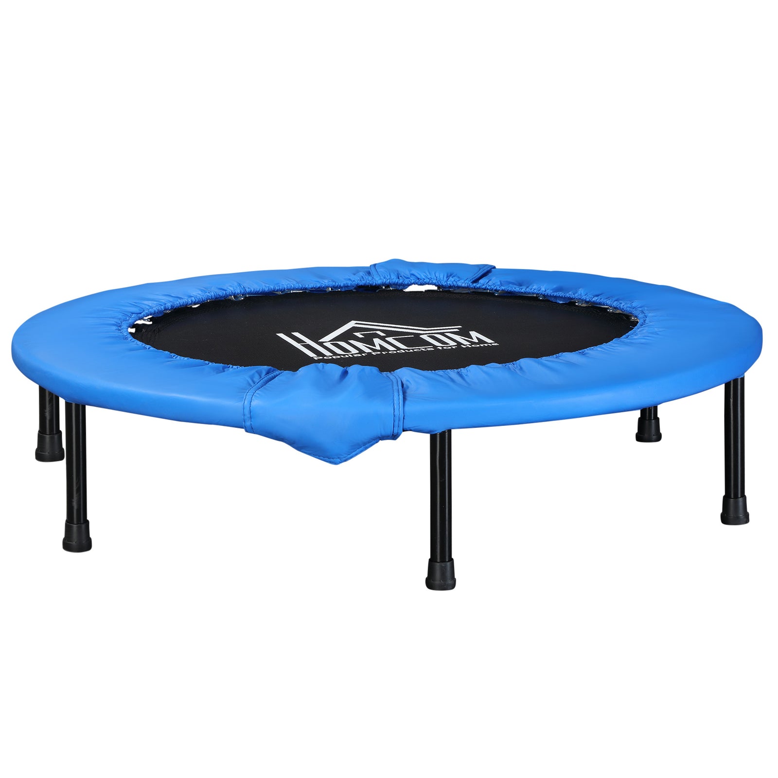 Φ96cm Mini Fitness Trampoline Home Gym Yoga Exercise Rebounder Indoor Outdoor Jumper with Safety Pad, Support Up to 100 KG, Blue and Black