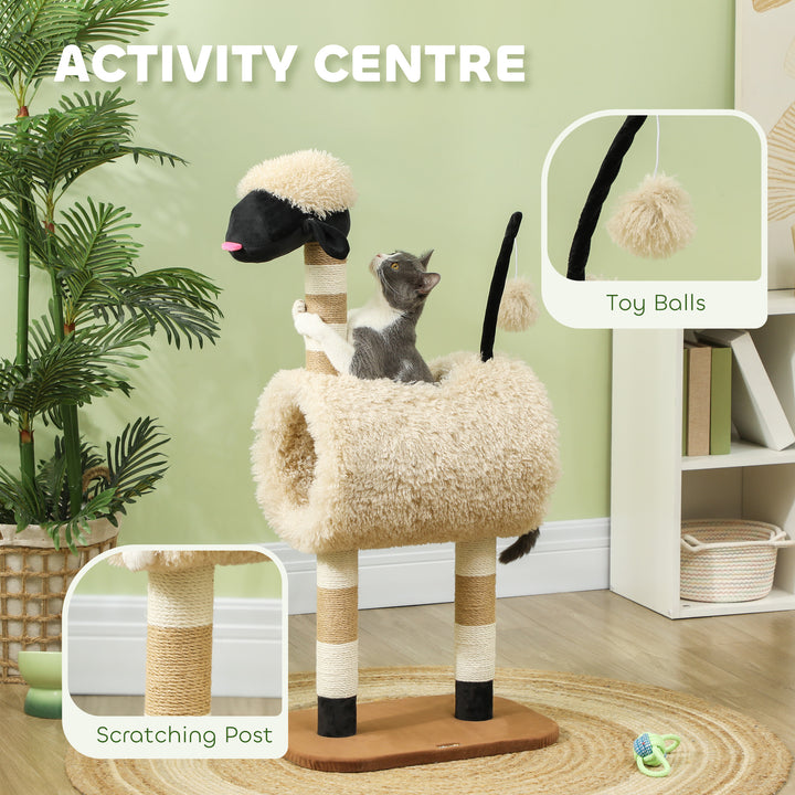 Cat Tree Sheep Design, 98 cm Multi-Level Cat Tower with Scratching Pos