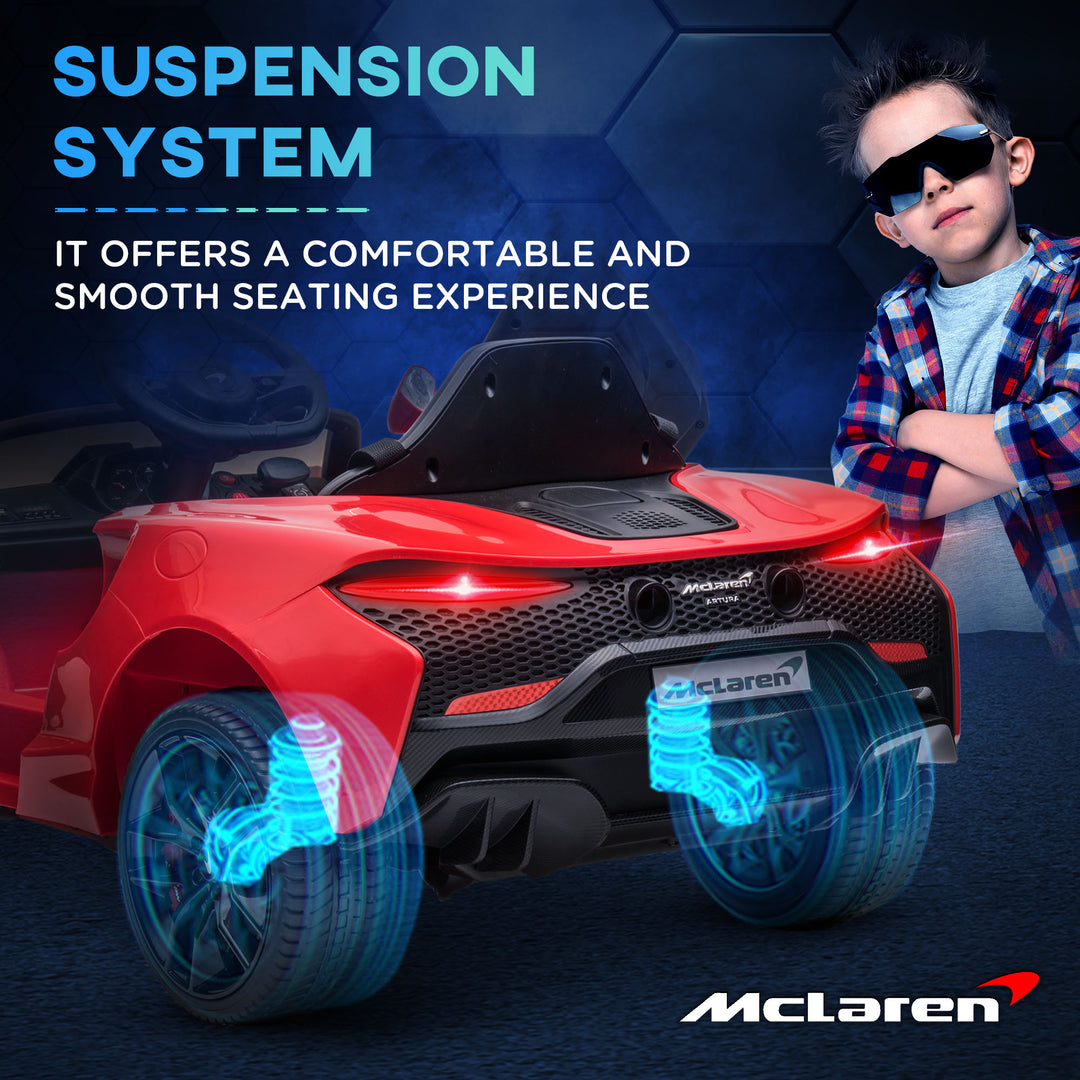 HOMCOM McLaren Officially Licensed Children's Electric Ride-On Car with Scissor Doors, 12V Battery, Remote Control, MP3, Red | Aosom UK