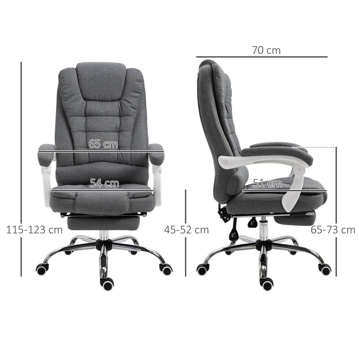 Vinsetto Executive Desk Chair with Tilt Function, Rolling Task Recliner with Retractable Footrest for Home Office, Working, Grey
