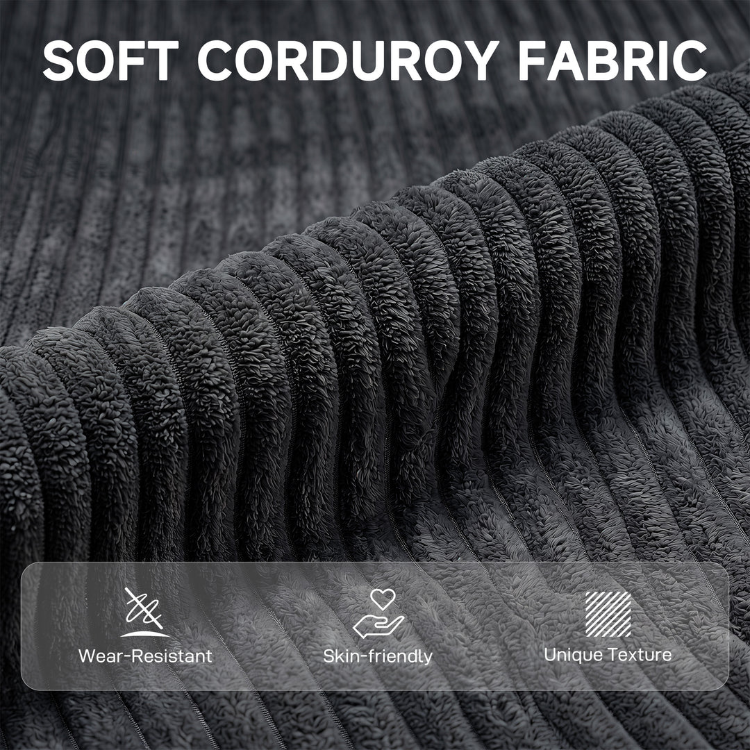 2 Seater Sofa, 118 cm Corduroy Small Loveseat with Spring Cushion - view 4