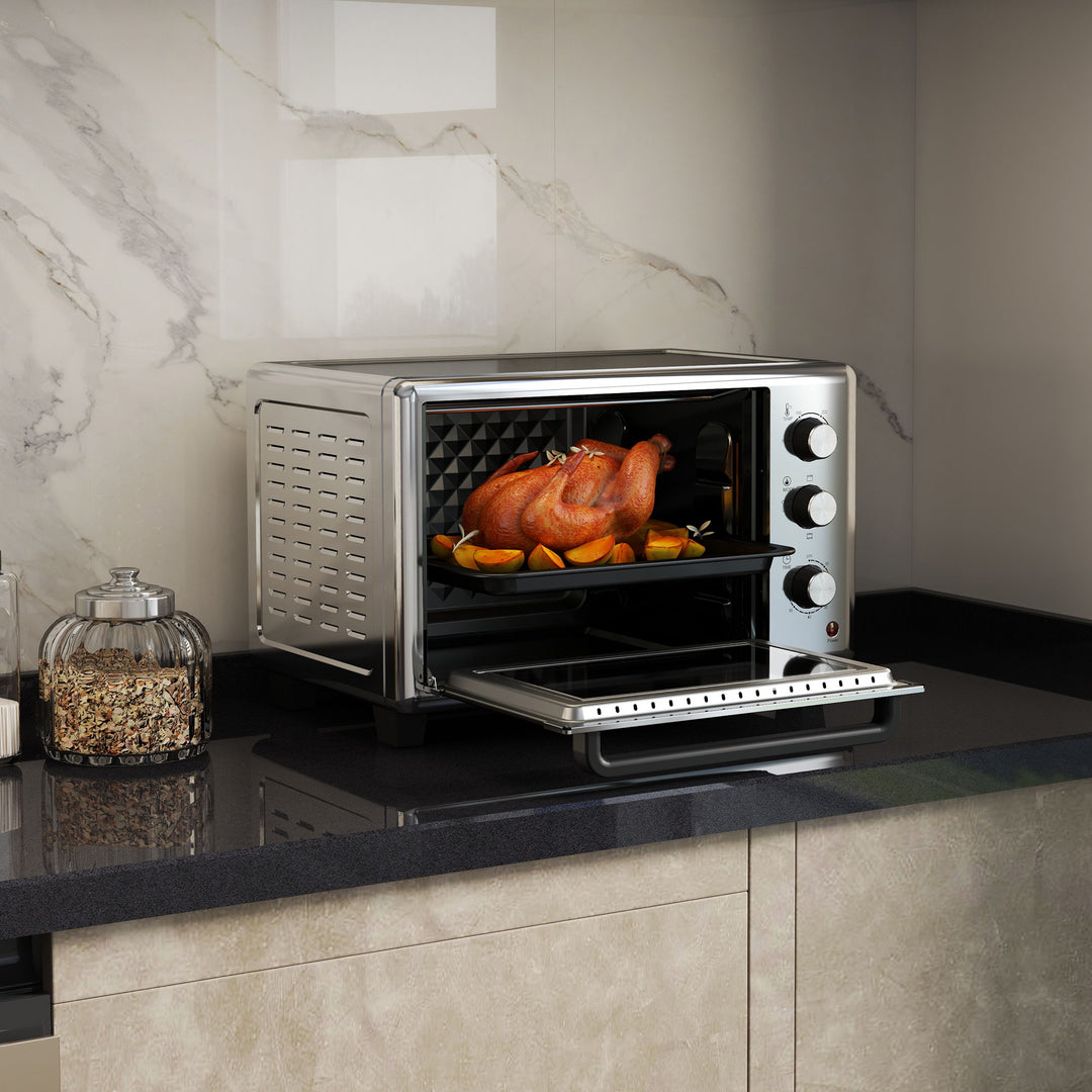 30L 60-230℃ Mini Electric Oven, with Accessories - Silver Tone