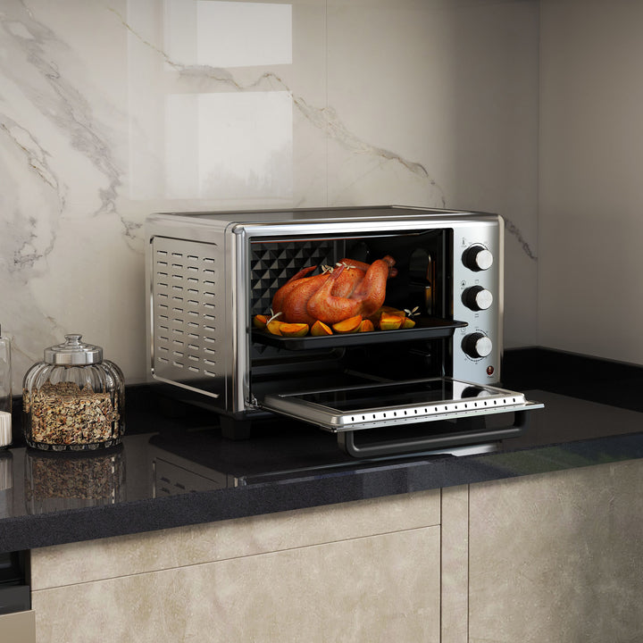 30L 60-230℃ Mini Electric Oven, with Accessories - Silver Tone