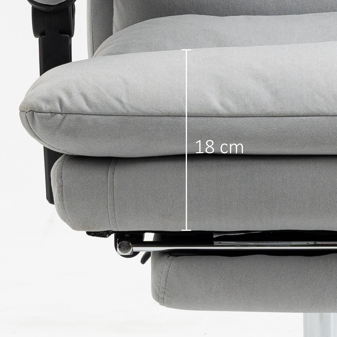 Office Chair with Footrest, Double Padding Ergonomic Desk Chair with 6-Point Vibration Massage and Back Heating, Microfibre Fabric with 135° Reclining Back, Grey