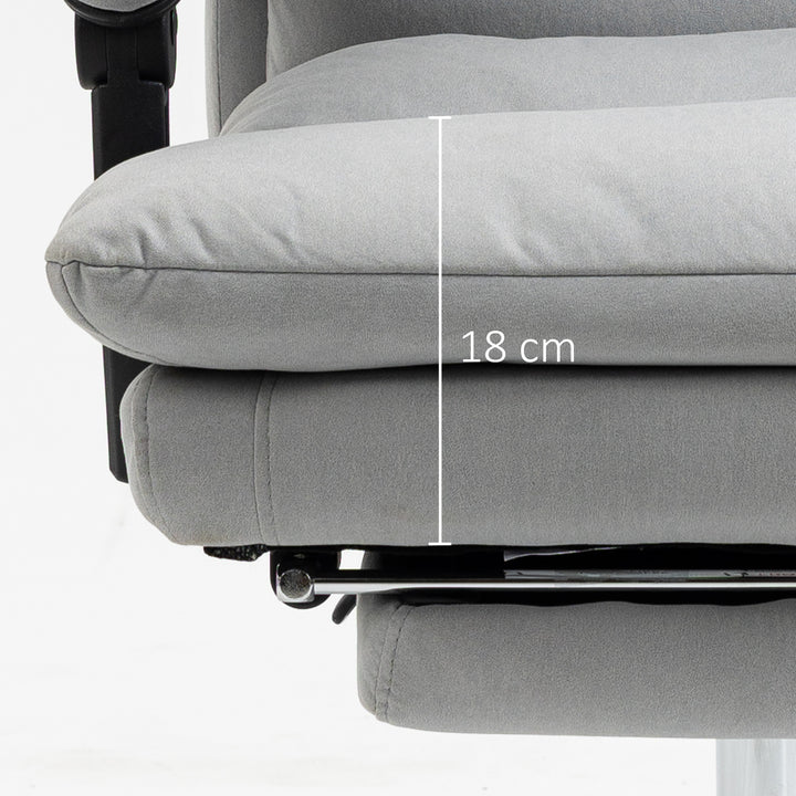 Office Chair with Footrest, Double Padding Ergonomic Desk Chair with 6-Point Vibration Massage and Back Heating, Microfibre Fabric with 135° Reclining Back, Grey