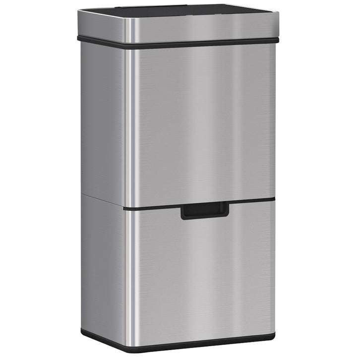 HOMCOM 72L Recycling Sensor Bin, Stainless Steel 3 Compartments for Both Wet or Dry Waste with Removable Lid Kitchen Home | Aosom UK