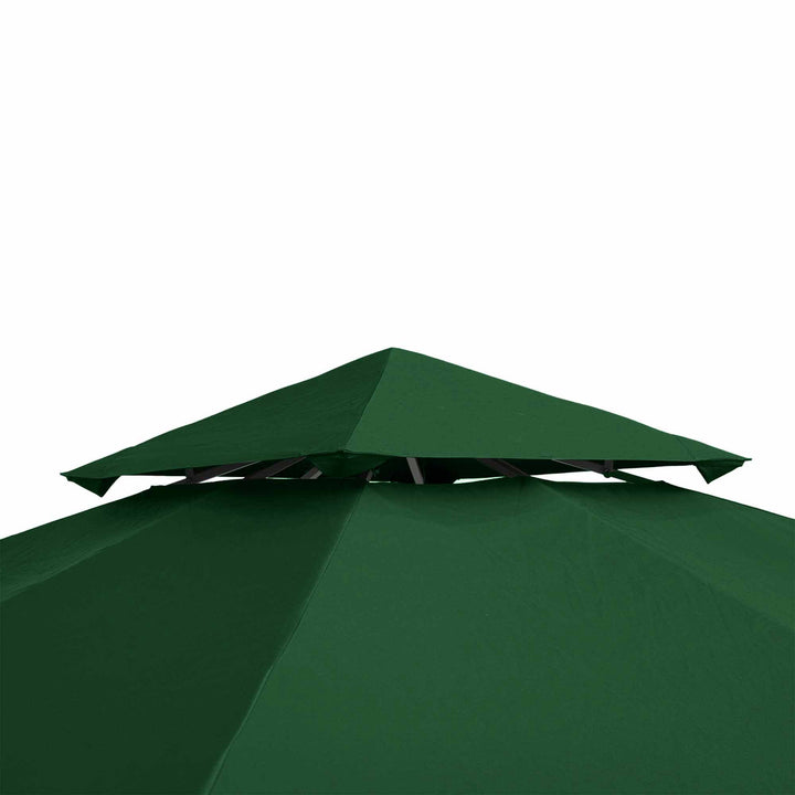 3(m) Gazebo Top Cover Double Tier Canopy Replacement Pavilion Roof Dark Green
