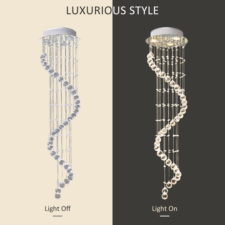Modern Crystal Chandelier Ceiling Light Pendant Lamp Chrome Finish Glass Droplets New, Ф30 x 120cm