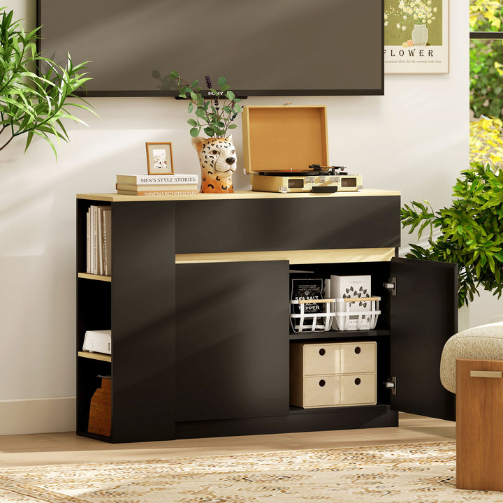 Kitchen Island, Storage Cabinet with Adjustable Shelf, 2 Drawers, 3 Op