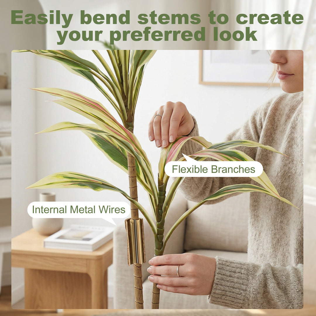 90 cm Artificial Cordyline Tree in Moss Effect Pot, Realistic PEVA Fau