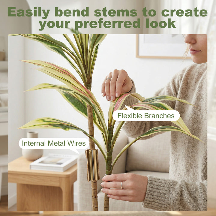 90 cm Artificial Cordyline Tree in Moss Effect Pot, Realistic PEVA Fau