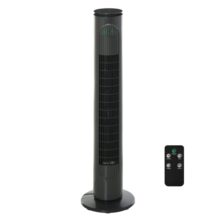 HOMCOM Tower Fan, 30'', with 3 Speeds, 3 Modes, 10h Timer, 70鎺?Oscillation, LED Display, Remote Control, Dark Grey | Aosom UK