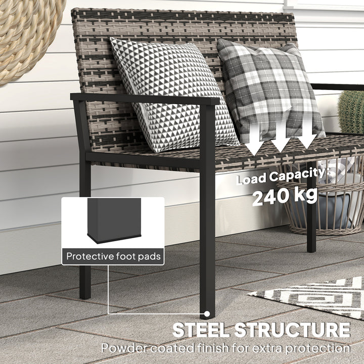 Two-Seater Rattan Bench - Mixed Grey