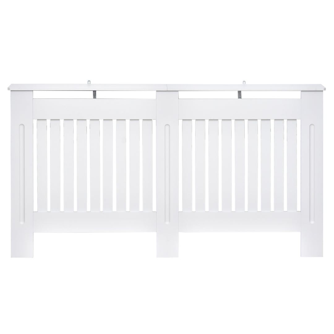 Slatted Radiator Cover Painted Cabinet MDF Lined Grill in White (152L x 19W x 81H cm)