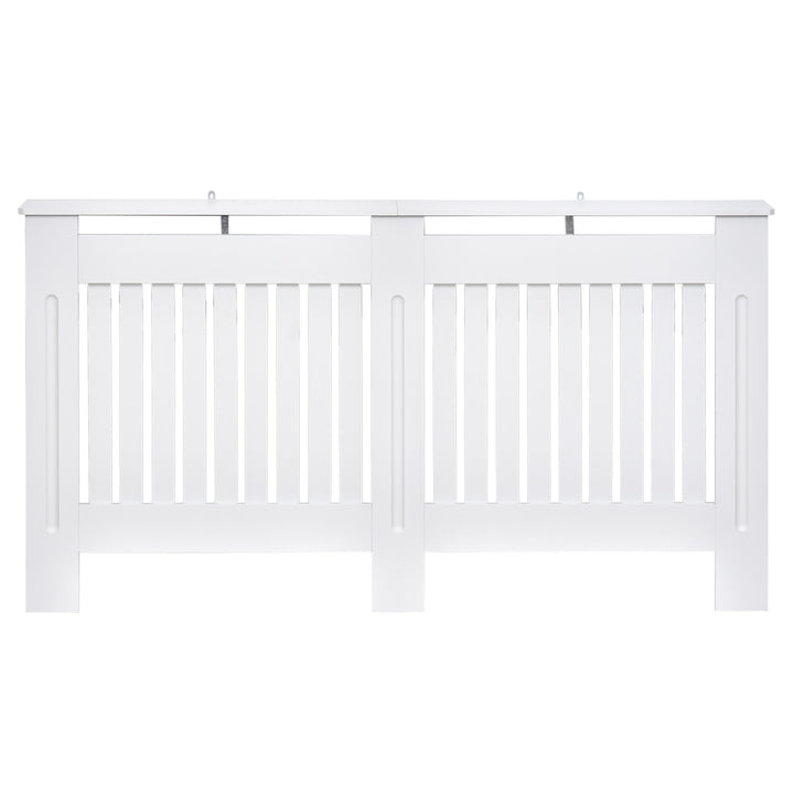 Slatted Radiator Cover Painted Cabinet MDF Lined Grill in White (152L x 19W x 81H cm)
