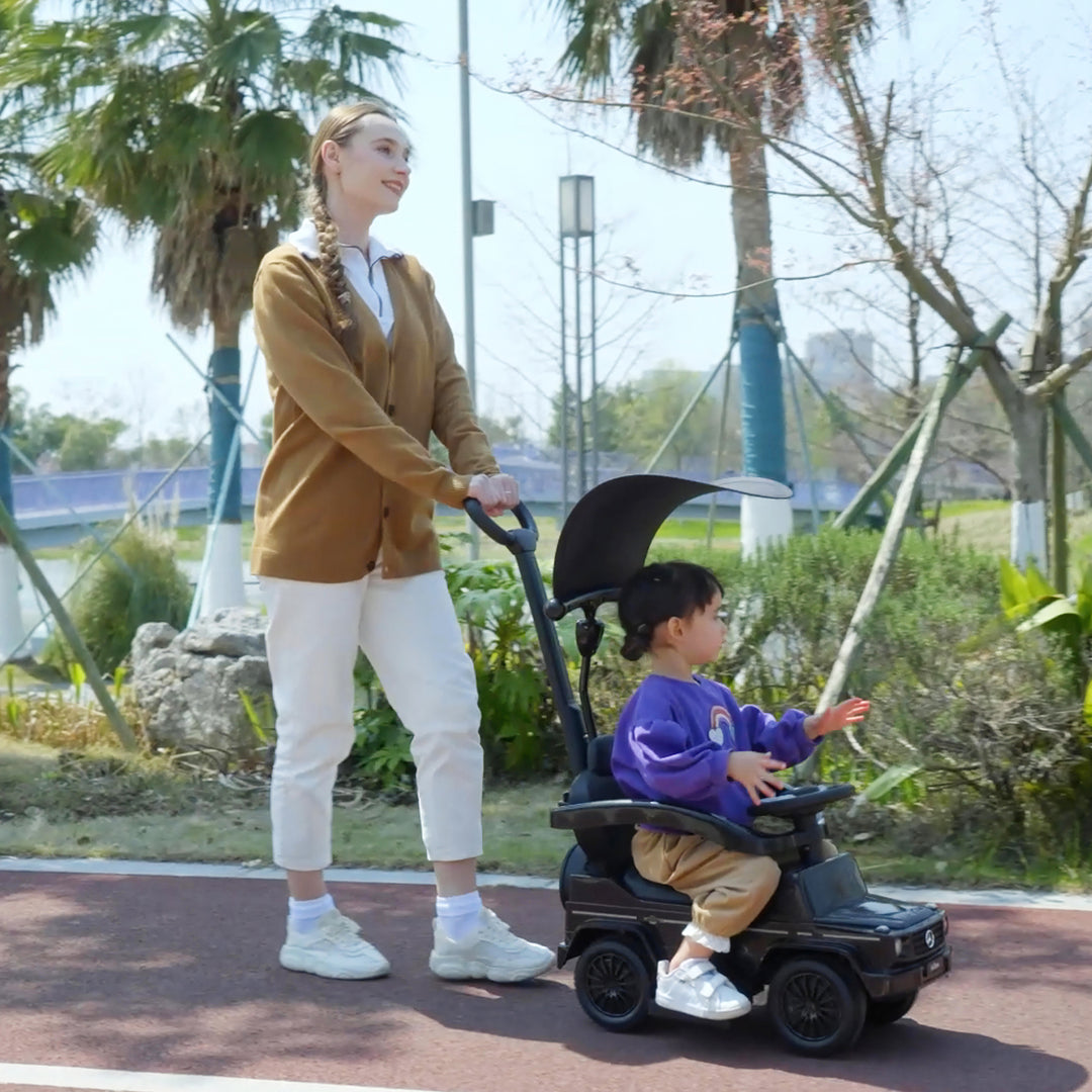 MCL 3 in 1 Kids Children Ride on Push Car Toddler Sliding Car G350 Licensed Walker Foot to Floor Slider Push-Along with Horn Steering Wheel NO POWER Manual, Black