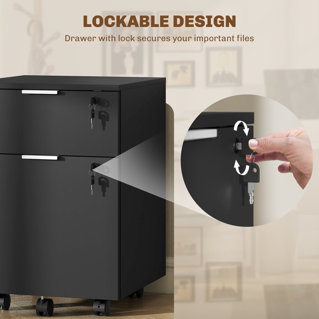 Two-Drawer Lockable Filing Cabinet - Black