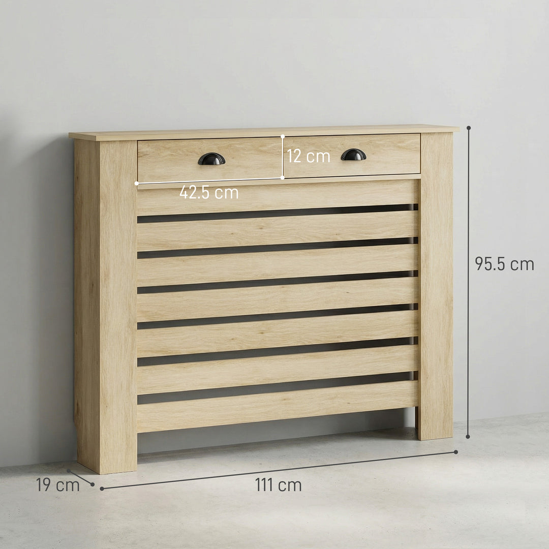 95.5H x 111Wcm Radiator Cover, with Drawer - Oak