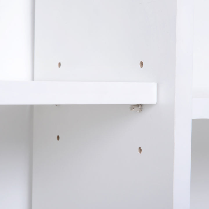 MCL Sideboard Bookshelf Free Standing Bookcase Shelves Unit Display Storage Cabinet w/ Adjustable Shelves, Wooden Leg, Two Doors, White