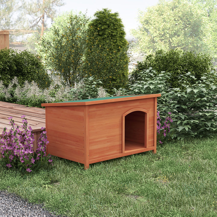 PawHut Dog Kennel Wooden, Outdoor Pet House with Removable Floor & Openable Roof, Water