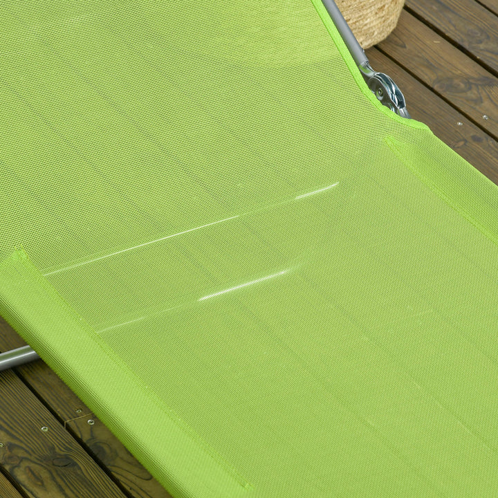 Set of Two Steel Frame Sun Loungers, with Reclining Backs - Green