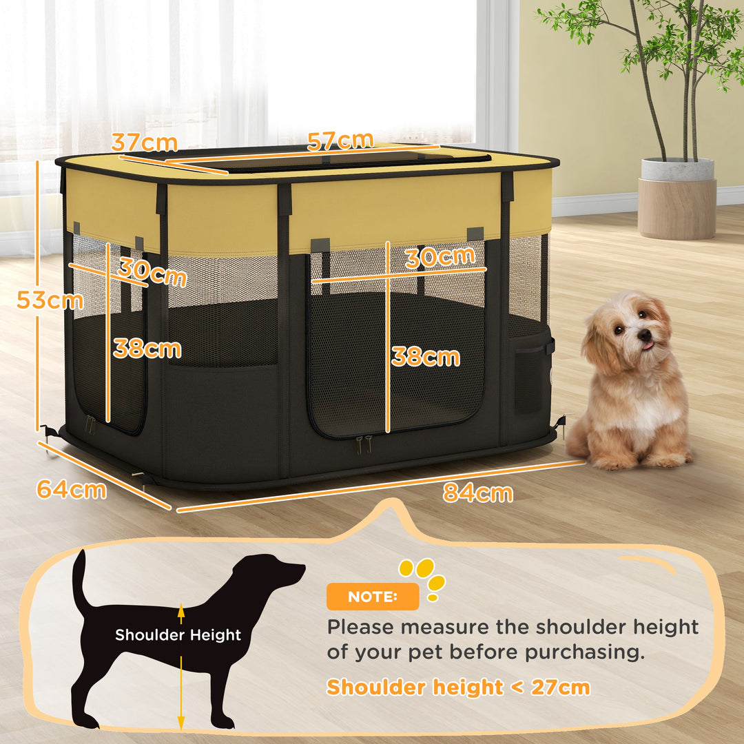 PawHut Foldable Dog Pen with Storage Bag for Indoor/Outdoor Use, Yellow | Aosom UK