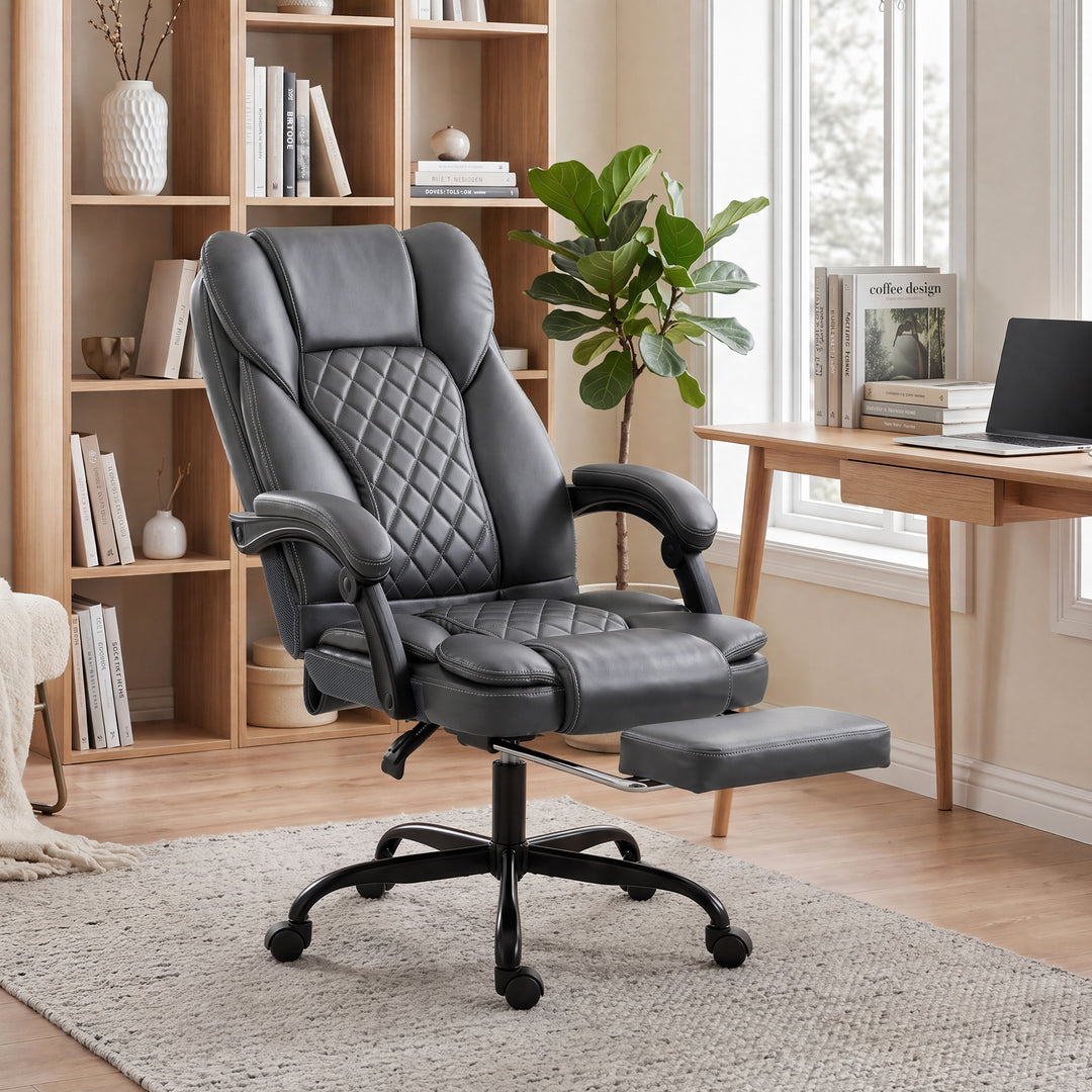 Executive Home Office Chair Reclining Function Footrest Computer Desk 