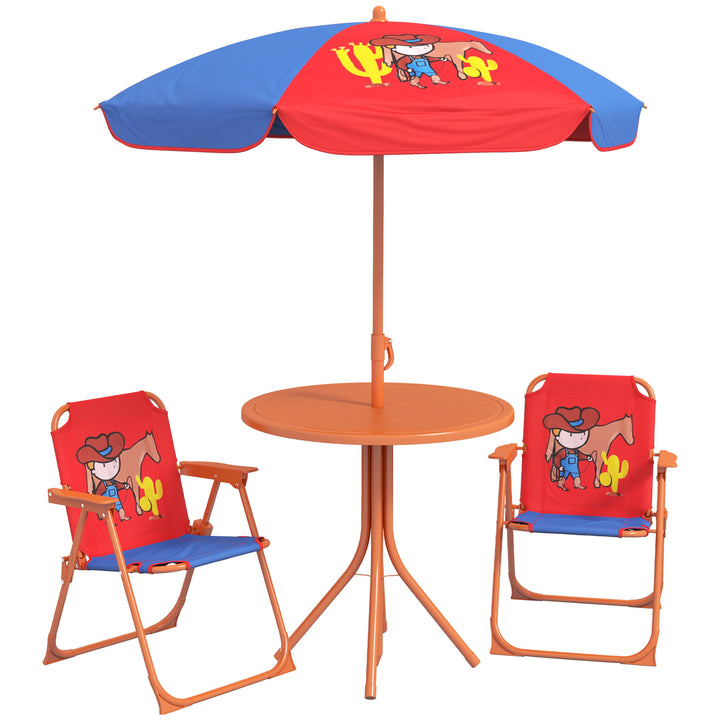 Outsunny Cowboy Campout: Children's Picnic Set with Foldable Seats, Adjustable Parasol, Durable Outdoor Delight | Aosom UK